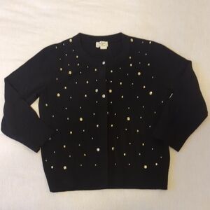 Kate Spade Rhinestone Black Cardigan Size M